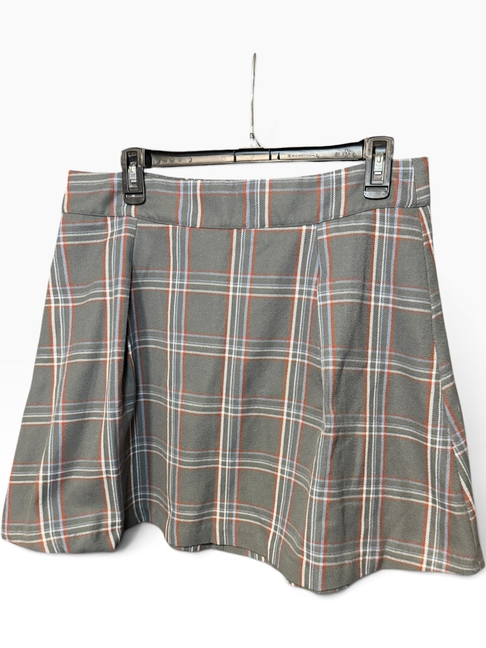 Copper Key Plaid Pleated Mini Skirt Gray Size XL Junior